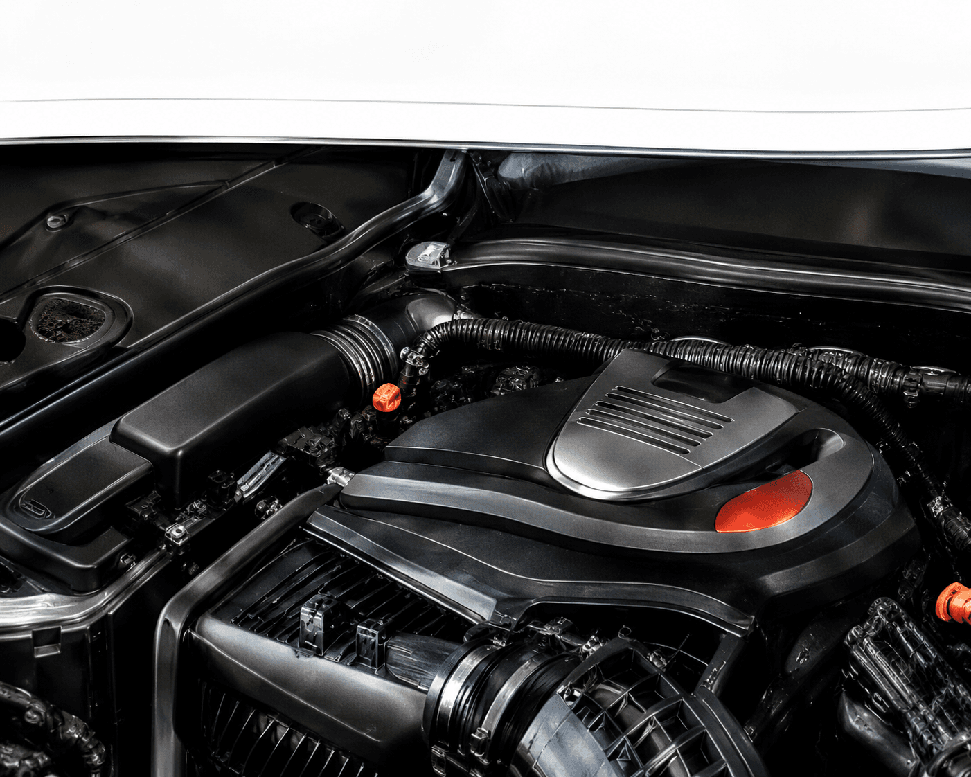 Compartiment moteur du véhicule inspecté